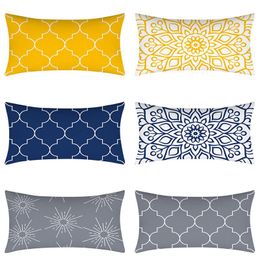 Cushion/Decorative Pillow Geometry Pillowcovers 30X50 Mandala Cushion Cover Polyester Sofa Cushions Decorative Throw Pillows Yellow Blue Gra