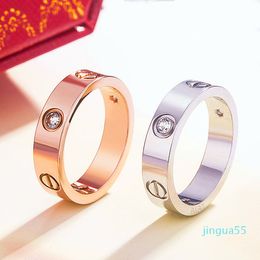 fashion Titanium Stainless Steel Love Rings for Women Men Jewellery Couples Cubic Zirconia Wedding Rings Logo