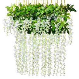 12Pcs / Wisteria False Silk Wreath Arch Wedding DIY Family Garden Office Party Decoration Pendant Wall Decoration 210925