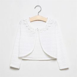 Latest Cotton Girls Cardigan Outerwear Children White Shrug Sweater Kids Clothes For 2 3 4 5 6 10 Years Old RKC185026 211201