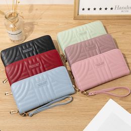 DHL50pcs Wallets Women PU The Embroidery More Multifunctional Long Credit Card Holder Mix Colour