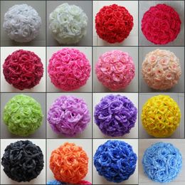 6" 15 CM Artificial Silk Rose Flower Ball Elegant Hanging Kissing Balls Ornament 18 Colours Available For Wedding Decoration Supplies