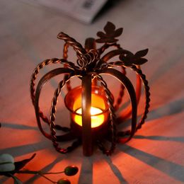 Candle Holders European Decor Metal Christmas Ornament Retro Halloween Pumpkin Candelabra Dining Home Decoration Art Gift
