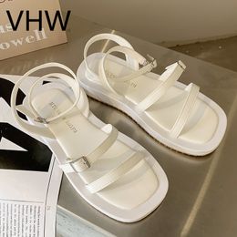 Top Quality Women White Platform Sandals Dress Summer Female Casual Shoes Pumps Black Chunky Sole Ankle Strap Sandals Women Sport Sandels