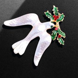 bird clips Australia - Pins, Brooches And Pins Pigeons Enamel Pin Jewelry Scarf Clip Bird Rhinestone Brooch Dove Of Peace
