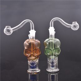 Skull shape mini glass Travel Bongs inline matrix birdcage perc Bubbler bong Small smoking Water Pipes with oil nail pipe and hose