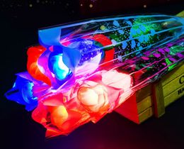 LED Light Up Bouquet Flowers Party Flashing Glowing Rose Wand Sticks Wedding Decoration Valentine's Day Memorial Gift With Battery