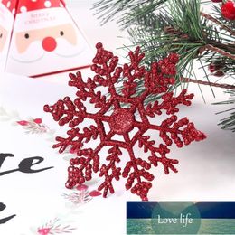 Christmas Decorations 12pcs 4 Colours Plastic Fake Snowflake Party Hanging Pendants Year Xmas Tree Ornaments Window Decoration1 Factory price expert design