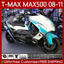 Body Kit For YAMAHA TMAX MAX 500 XP500 MAX-500 T Cyan white 2008-2011 Bodywork 107No.112 TMAX-500 TMAX500 T-MAX500 2008 2009 2010 2011 MAX500 08 09 10 11 OEM Fairing