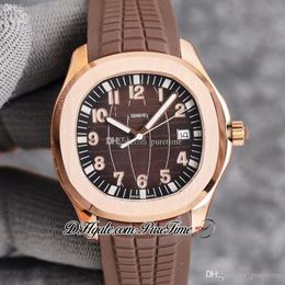 V7F 40mm Date 5167 CAL A324 Automatic Mens Watch 18K Rose Gold Case Brown Textured Dial Number White Markers Rubber Strap Watches 2022 Puretime G25a2