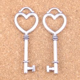 28pcs Antique Silver Bronze Plated skeleton heart key Charms Pendant DIY Necklace Bracelet Bangle Findings 53*20mm