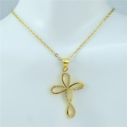 jesus cross chain Australia - Chains Cross Necklace Simple Jesus Lady Chain Pendant Girl Jewelry Gold Color Retro European Style