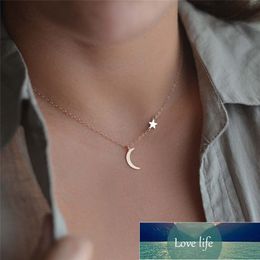 Women's Classic Moon Star Pendant Choker Necklace Stainless Steel Gold Silver Long Chain Jewellery Simple Factory price expert design Quality Latest Style Original