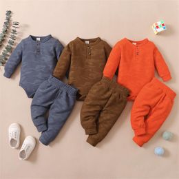 Clothing Sets 0-12M Babies Casual Two-piece Set Long Sleeve Camouflage Printed Pattern Romper And Pants Autumn Outfits For Baby Boys Girls