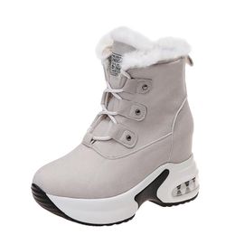 Boots Zipper Snow Women's Winter Suede Platform Ankle Ladies Casual Warm Plush High-top Shoes Bota Mujer