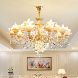 European Luxury Crystal Chandelier LED Modern American Jade Crystal Chandeliers Lights Fixture Home Indoor Lighting 18 lamps Diameter 100cm 3 Colour Dimmable