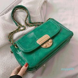 Evening Bags Crossbody For Women Leather Messenger Bag Clutch Solid Shoulder Female Designer Chains Green Handbags