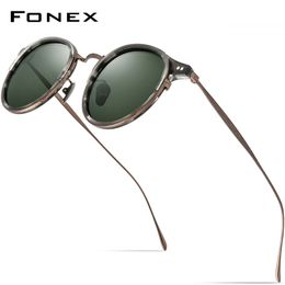 Acetate Titanium Sunglasses Men Vintage Retro Round Polarized Sun Glasses for Women High Quality UV400 Shades 850