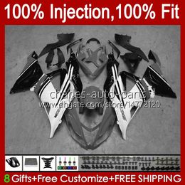 Injection Body For KAWASAKI NINJA ZX 6R 600CC 6 R 636 600 CC ZX6R 13 14 15 16 17 18 12No.17 ZX-636 ZX-6R ZX600 ZX636 2013 2014 2015 2016 2017 2018 OEM Fairing Kit grey white