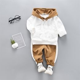 Toddler Baby Boy Hooded Casual Clothing Set Sweatshirt Long Sleeve Autumn Boys Kids Outfits Tracksuit Suits Children Clothes 211025