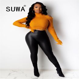 Spring Women PU Leather Pants Black Sexy Stretch Bodycon Trousers High Waist Legging Casual Pencil S-XXL 210525