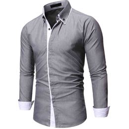 Mens Casual Button Down Shirts Dress Shirts Solid Business Shirts P0812