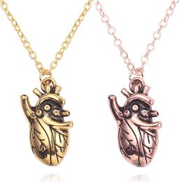 New fashion Gothic antique pleated Oddities Anatomical Heart Necklace Realistic Pendant necklace for men and women