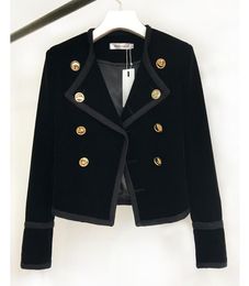 Damskie garnitury Blazers Vintage podwójnie piersi krótkie kobiety luksusowe projektanci pasa startowego Blazer Femme Separ JURLE Black 2021 Autumn Winter Coat T