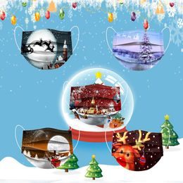 Party Favour Christmas Cartoon Soft Mask Personality Fashion 3-layer Non-woven Fabric Breathable Print Cute Gift Adult Size
