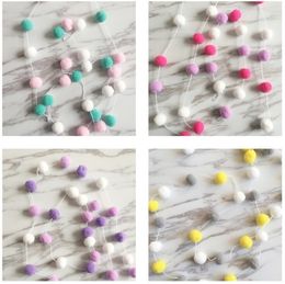 Macaron Color Hair Ball String Hanging Ornaments INS Decoration Nordic Home Soft Outfit Children Girls Room Decor YL503