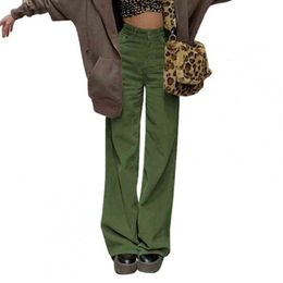 Vintage Teenager Skater Girl Style Baggy Pants Streetwear Corduroy Fashion High Waist Brown Trousers 211124