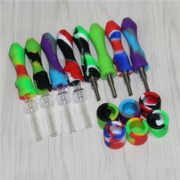 FDA Mini Silicon Nectars Smoking Silicone Pipes with 10mm Titanium/Quartz Tips glass reclaim catchers dabber wax tools