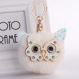 Lovely Pompom Keychain Jewellery 10 Styles Animal Owl Keyring Creative Rabbit Fur Ball Kerfobs Women Key Holder Bag Pendant Gifts