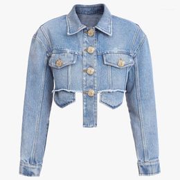 Women's Jackets QUALITY 2021 HIGH Fashion Stylish Runway Designer Tassel Fringed Crop Denim Short Jacket1