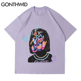 T-Shirts Hip Hop Streetwear Graffiti Tee Shirts Casual Loose Cotton Short Sleeve Tshirts Summer Harajuku Fashion Tops 210602