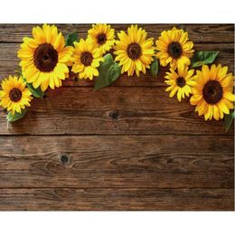 Party Decoration Sunflower On Rustic Wooden Board Birthday Backdrop Baby Shower Room Decor Po Booth Studio Prop