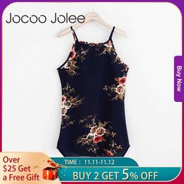 Jocoo Jolee Floral Printing Halter Women Dress Front&Back Asymmetrical Design Summer Dress with Camis Bohemian Style Dressing 210619
