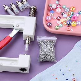 pearl craft beads UK - Sewing Notions & Tools Manual Punching Pearl Setting Machine Rhinestones DIY Handmade Beads Rivet Fixing Hand Press For Clothes Crafts