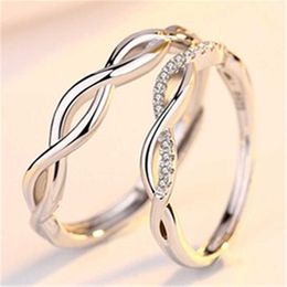Womens Rings Crystal Jewelry New ring men women fashion silver plated simple interwoven Cluster For Female Band styles