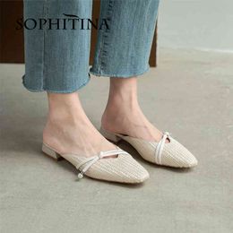 SOPHITINA Women Shoes Sandals Summer Cloth Flat Round Toe Casual Comfortable Daily Butterfly-knot Leisure Ladies FO360 210513