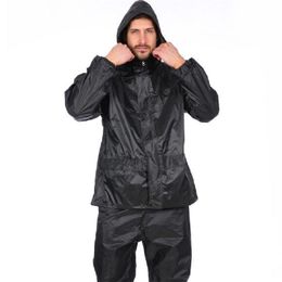 black rain pants Canada - Motorcycle Black Adults Raincoat Waterproof Windbreaker Gift Rain Gear Suit Men Outdoor Rain Coat Pants Set Hiking Rainwear 210925
