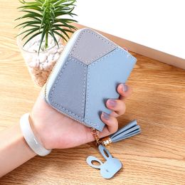 Wallets Women Patchwork Geometric Luxury bright Brand Leather Long Zipper Tassel Design Coin Purses Clutch Female Holder