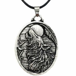 Pendant Necklaces Viking Wolf Amulet Oval Wicca Moon Pagan Jewelery Necklace For Men Women