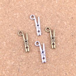 200pcs Antique Silver Bronze Plated clothespin Charms Pendant DIY Necklace Bracelet Bangle Findings 18*8mm