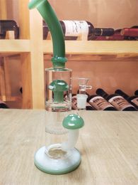 10.4 Inch Hookah Light Green Mushroom Perc Blown Glass Tobacco Water Pipe Bong 14mm Bowl