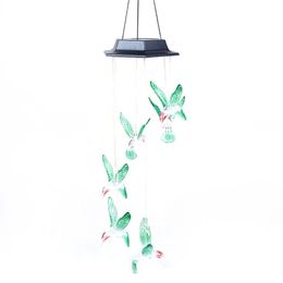 Solar Powered LED Wind Chime Light Colour Changing Garden Lamp Outdoor Tree Decor - Hummingbird