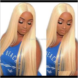 613# Blonde Straight Body Wave Front Lace Wigs 100Percent Human Hair Wigs For Women Pre Plucked With Baby Hair Wxtis F1Zba