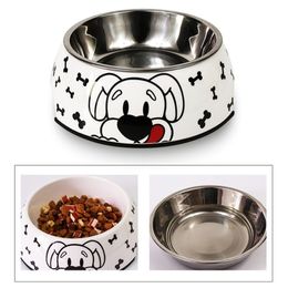Stainless Steel tableware Non-slip For Pets Anti-fall pet supplies Anti-bite dog cat Feeding bowl Y200922