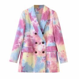 vintage women elegant tie dye blazer jackets fashion ladies colorful suits casual female chic blazers cute girls suit 210430