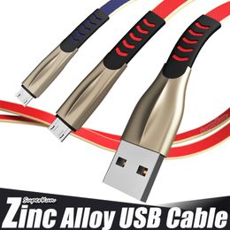 Zinc Alloy Fast Charging Data Type C Micro USB Cables For Moblie Phones 2.4A SuperFast Charger 1M 2M 3M